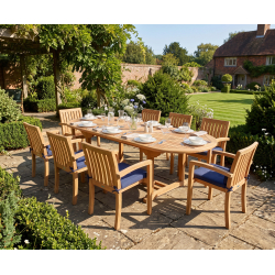 Brompton Extending 1.8 - 2.4m Table & 8 Monaco Stacking Chairs