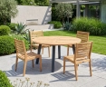Disk Teak and Steel 1.3m Round Table & 4 Vero Stacking Chairs