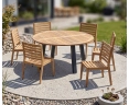 Disk Teak and Steel 1.5m Round Table & 6 Vero Stacking Chairs