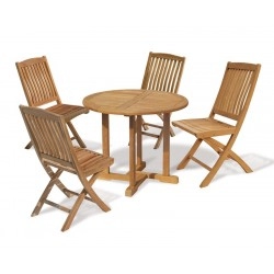 Canfield 1m Round Teak Table Set