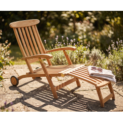Teak Steamer Chair with wheels