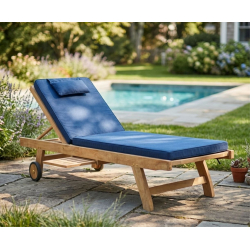 Teak Reclining Sun Lounger with Cushion