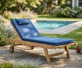 Teak Reclining Sun Lounger with Cushion