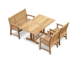 Belgrave 150cm Teak Dining Table with 120cm Stanford Bench and Armchairs