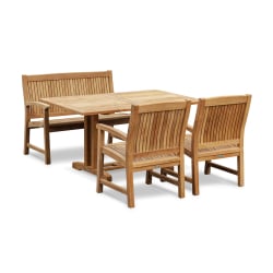 Belgrave 150cm Teak Dining Table with 120cm Stanford Bench and Armchairs