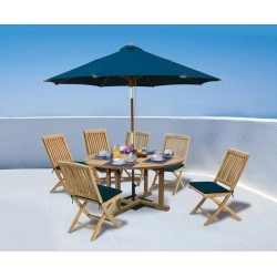 Canfield 1.5 Teak Table with 6 Bali Side Chairs