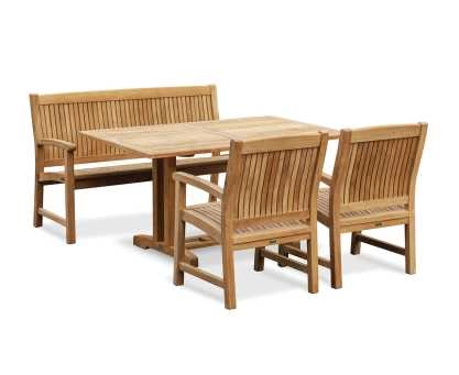 Belgrave Teak 150cm Dining Table with 150cm Stanford Bench and Armchairs