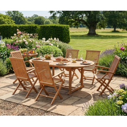 Brompton Extending Oval Table With 6 Ashdown Folding Armchairs
