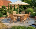 Outdoor Dining Set with Titan Round Table 1.5m & 6 Bali Reclining Chairs
