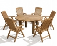 Outdoor Dining Set with Titan Round Table 1.5m & 6 Bali Reclining Chairs