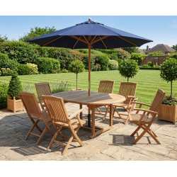 Brompton Extending 1.2 - 1.8m Table & 6 Bali Folding Armchairs Set