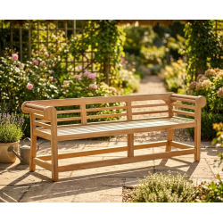 Teak Lutyens-Style Garden Bench, Low Back – 1.95m