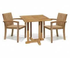 Canfield Square Table with 2 Monaco Stacking Chairs Set