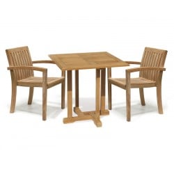 Canfield Square Table with 2 Monaco Stacking Chairs Set