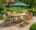 Brompton Extending 1.2 - 1.8m Table & 6 Bali Stacking Chairs Teak Set