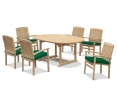 Brompton Extending 1.2 - 1.8m Table & 6 Bali Stacking Chairs Teak Set