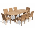 Brompton Oval Extending Table 1.2x1.8-2.4m & 8 Bali Stacking Chairs