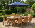 Brompton Oval Extending Table 1.2x1.8-2.4m & 8 Bali Stacking Chairs