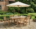 Brompton Single Leaf Extending Table and 6 Yale Teak Stacking Armchairs