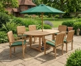 Brompton Extending 1.2 - 1.8m Table & 6 Bali Stacking Chairs Teak Set