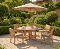 Berrington Drop Leaf Garden Table 1.5m and 6 Monaco Stacking Chairs