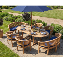 Wimbledon Teak Garden Dining Set – Wide Table