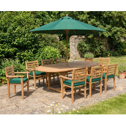 Brompton Extending 1.8 - 2.4m Table & 8 Yale Stacking Armchairs