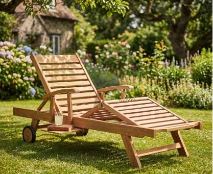 Luxury Teak Sun Lounger with arms