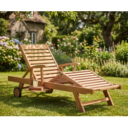 Luxury Teak Sun Lounger with arms