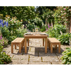 Balmoral Teak Garden Table and Chichester Benches Set