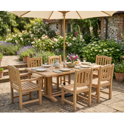 Cadogan 6 Seater Outdoor Table 1.8m, Ascot Side Chairs & Carver Chairs