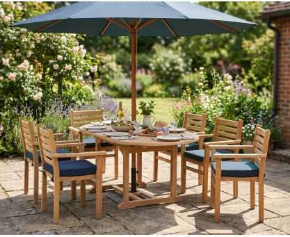 Brompton Bijou Extending 1.2 - 1.8m Table & 6 Yale Stacking Chairs Set