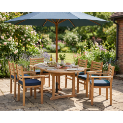 Brompton Bijou Extending 1.2 - 1.8m Table & 6 Yale Stacking Chairs Set