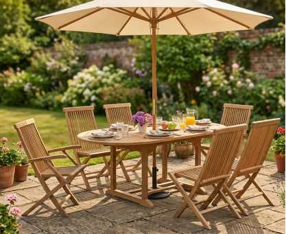 Brompton Bijou Extending 1.2 - 1.8m Table & 6 Ashdown Folding Chairs