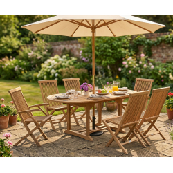 Brompton Bijou Extending 1.2 - 1.8m Table & 6 Ashdown Folding Chairs