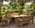 Balmoral Teak Rectangular Table 1.8m, Benches & Chairs