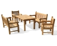 Balmoral Rectangular Teak Table 1.5m, Benches & Chairs