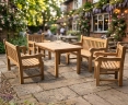 Balmoral Rectangular Teak Table 1.5m, Benches & Chairs