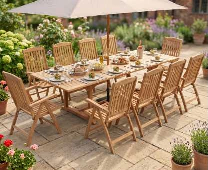 Dorchester Extending 2 - 3m Table & 10 Cheltenham Recliner Chairs