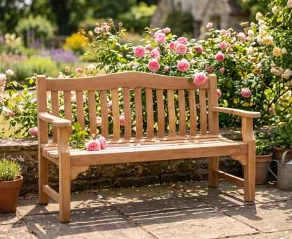 Teak Rose Garden Bench - 1.5m