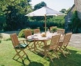 Brompton Extending 1.2 - 1.8m Table & 6 Bali Folding Chairs Teak Set