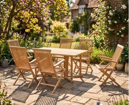 Shelley 6 Seater Gateleg Table and Folding Chairs