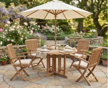 Berrington Round Gateleg 1.2m Table with 4 Rimini Armchairs