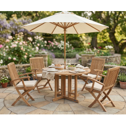 Berrington Round Gateleg 1.2m Table with 4 Rimini Armchairs