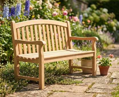 Clivedon 2 Seater Garden Bench, Teak – 1.2m