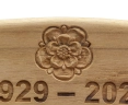 The curved top rail creates an ideal space for a plaque or wood carving