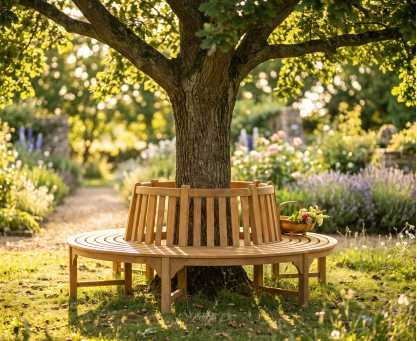 Teak Circular Outdoor Tree Bench - 2.2m