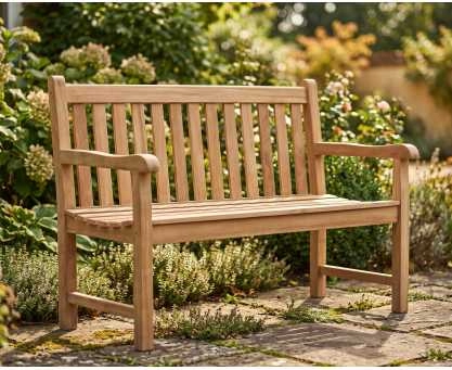 York Teak Garden Bench, Flat Pack - 1.2m