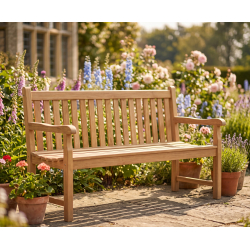 York Teak Garden Bench, Flat Pack - 1.5m