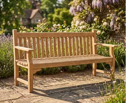 Taverners Teak Traditional 6ft Garden Bench – 1.8m